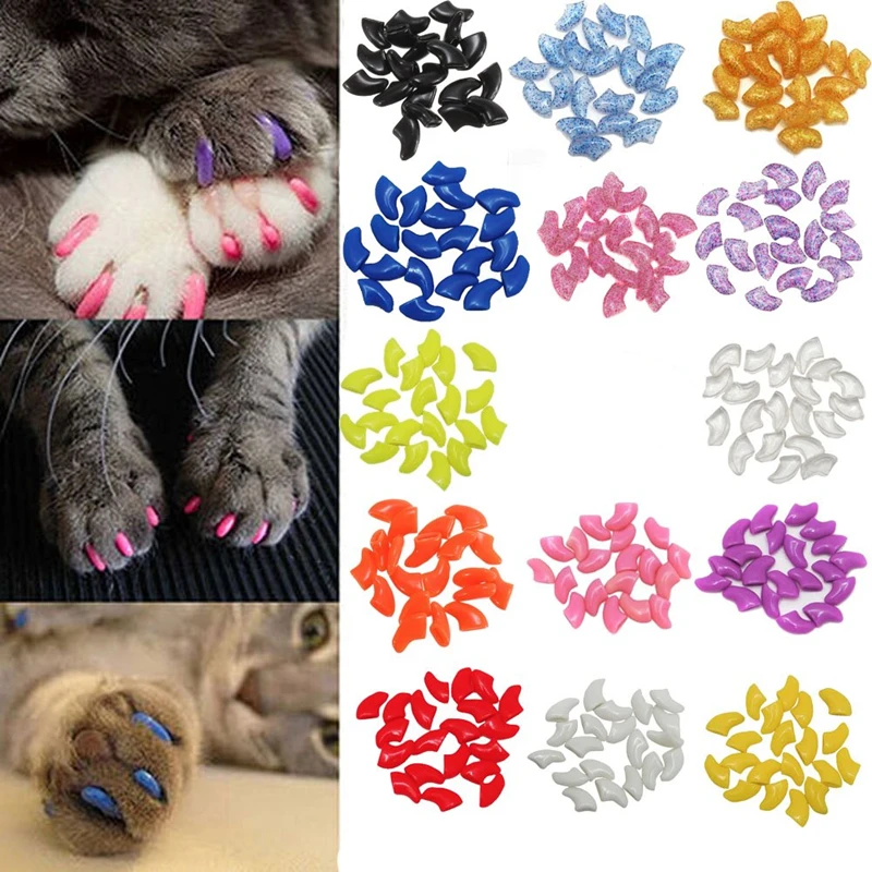 

20pcs Soft Pet Nail Caps Dogs and Cats Paws Grooming Nail Claws Caps Covers of 1 Kind 1Pcs Adhesive Glue Pet Supplies Hot Sale