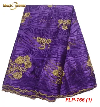 

Lace Fabric purple Gold French Lace Fabric With Beaded Nigerian French Fabric High Quality African Tulle Lace Fabric FLP-766