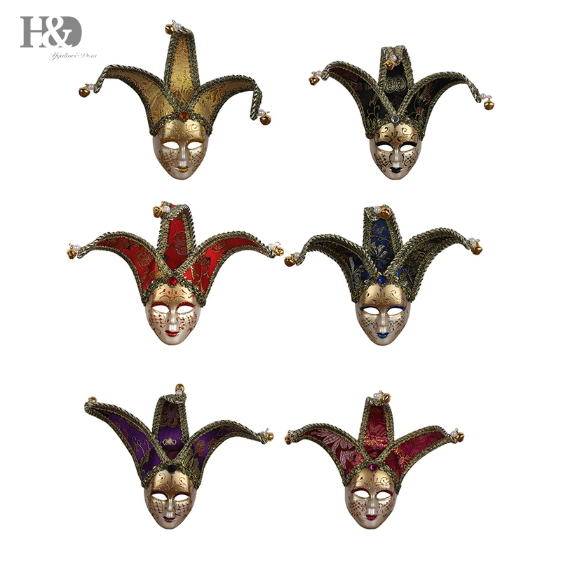 

H&D 6pcs Set Multi Color Mini Mardi Gras Joker Masquerades Venetian Masks Party Decor Accessory,Party Favors