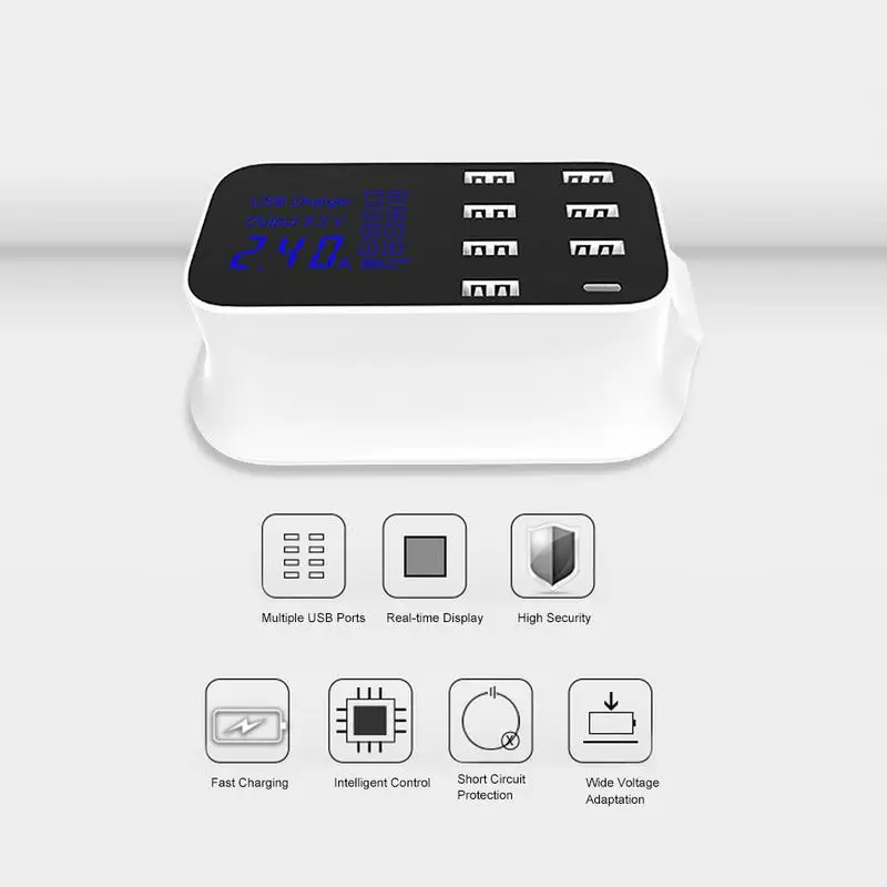 3.0 نوع-C متعددة الوظائف ذكي شاشة ديجيتال متعددة USB منافذ شاحن سريع للهاتف المحمول شاحن الجهاز اللوحي 3.0 نوع-C متعددة الوظائف ذكي شاشة ديجيتال متعددة USB منافذ شاحن سريع للهاتف المحمول شاحن الجهاز اللوحي