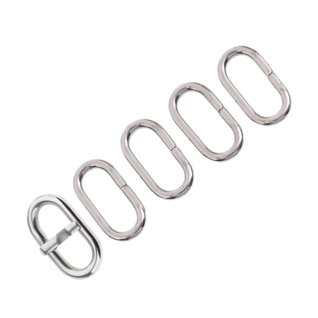 5 Piece Stainless Steel Nylon Watch Band Retainer Loop Ring with Buckle Pin 18mm-24mm Watchmaker Replacement