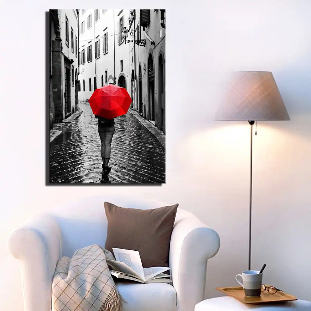 Romantic Raining Day Landscape Poster Nordic Bedroom Decoration Paris City Scenery Canvas Art Painting Wall Pictures For Room