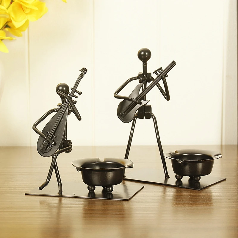 

New Playing Guitar Doll Figurine Exquisite Iron Figures Home Decoration Ash Tray Personalized artesanato Vintage Home Decor