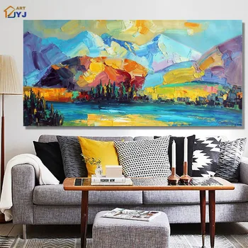 

JYJ ART Original Mountain Landscape Handmade Modern Abstract Oil Painting on Canvas Wall Art Gift for Living Room Decor SL044