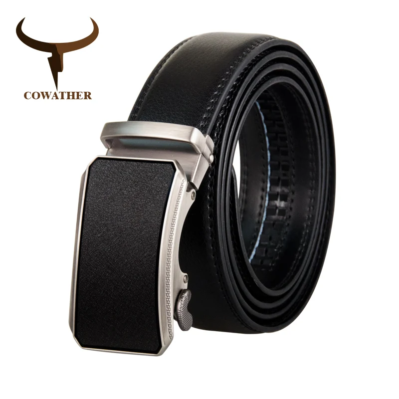 

COWATHER Cowhide Belt for Men Cow Genuine Leather Men Belt Metal Buckle Male Strap Leather Waistband Alloy Buckle Straps CZ129