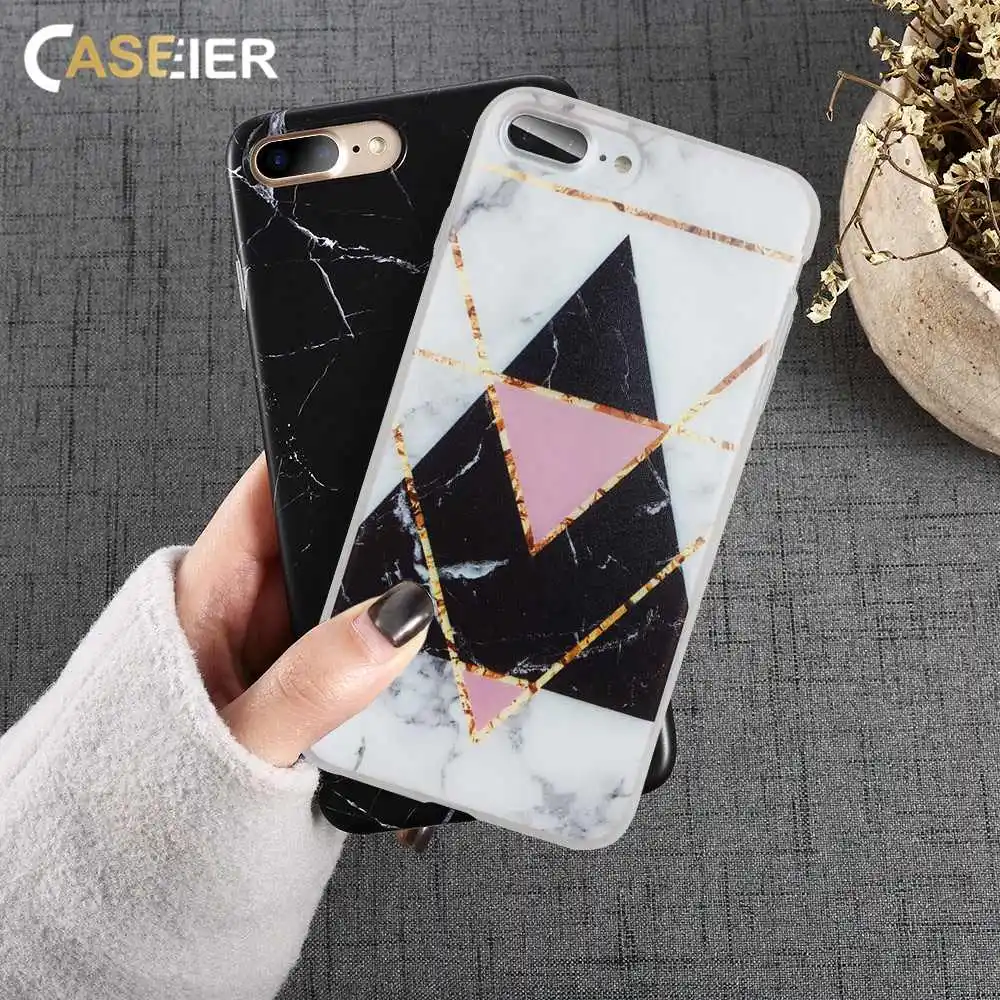 CASEIER мраморный чехол для телефона iPhone 7 8 X Мягкие силиконовые Роскошные Чехлы 6 6s