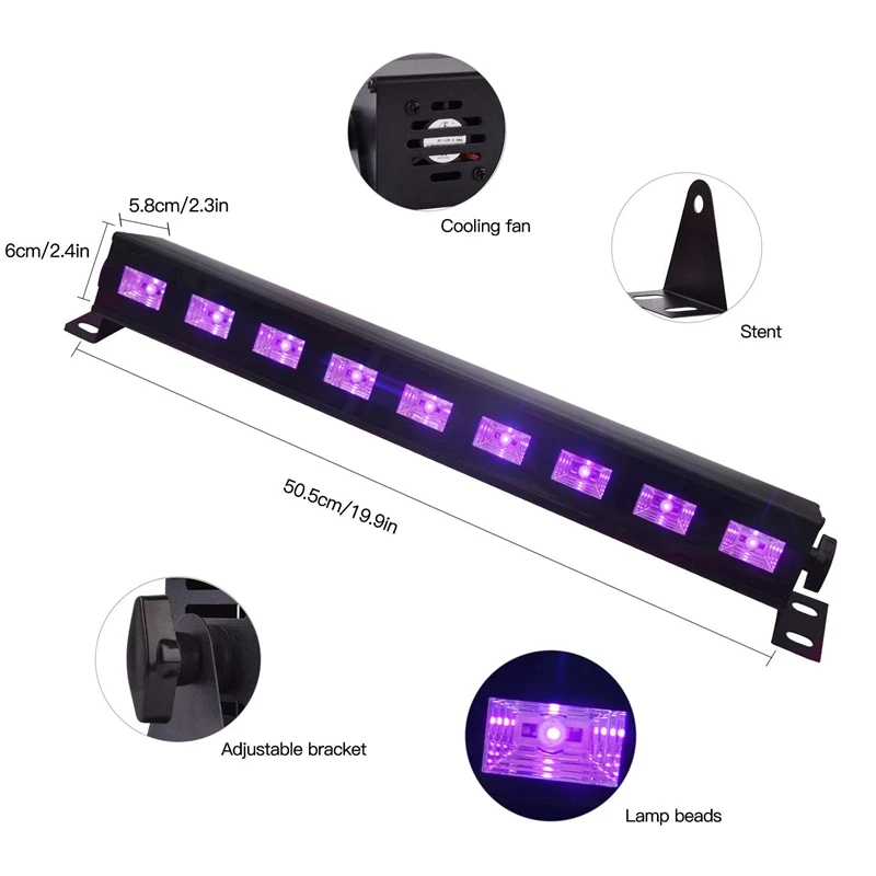 Uv Led Bar 9Lx 3W Uv Led черные лампочки для Blacklight студийное освещение для вечеринки, Eu Plug