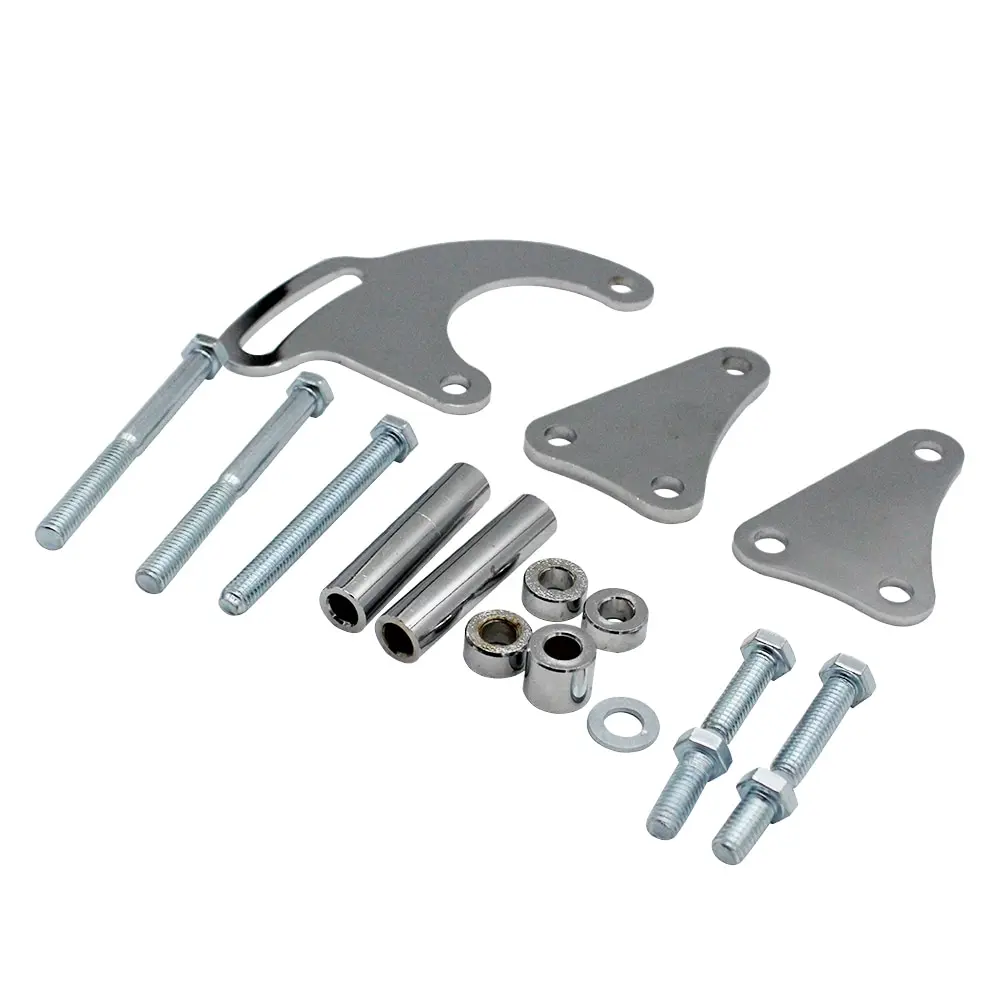 

Auto Car Power Steering Pump Bracket Polished Aluminum for SB Chevy LWP SBC Long Water Pump 350