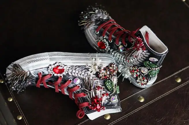 höhe Neue Casual Dreidimensionale Herbst Perlen Arbeit 2019 Schuhe Farbe Schwere Passenden blau Flut Blume High Himmel Tx5fR7q