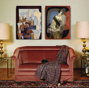 

2 pieces abstract painting play music on oil canvas for living room decor and wallpaper