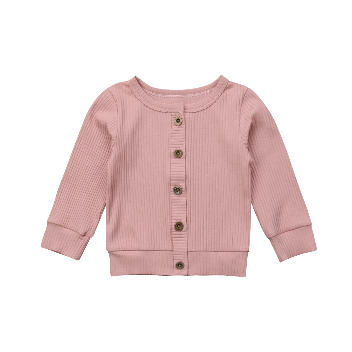Свитер для новорожденных и маленьких девочек, вязаный свитер для малышей, пуловер, кардиган, топы с круглым вырезом, одежда - Цвет: Розовый
