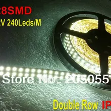 DC12V Водонепроницаемый IP65 Двухрядные светодиодные гибкие светодиодные полосы света SMD 3528 1200 светодиодный s 240 светодиодный s/М, 5 м/катушка теплый белый