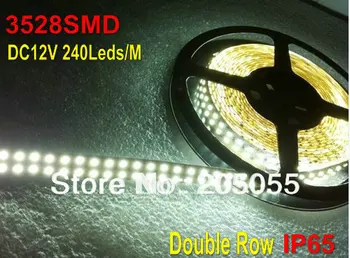 

DC12V Waterproof IP65 Double Row LED Flexible Strip light SMD 3528 1200Leds 240 leds/meter 5M/reel Warm white