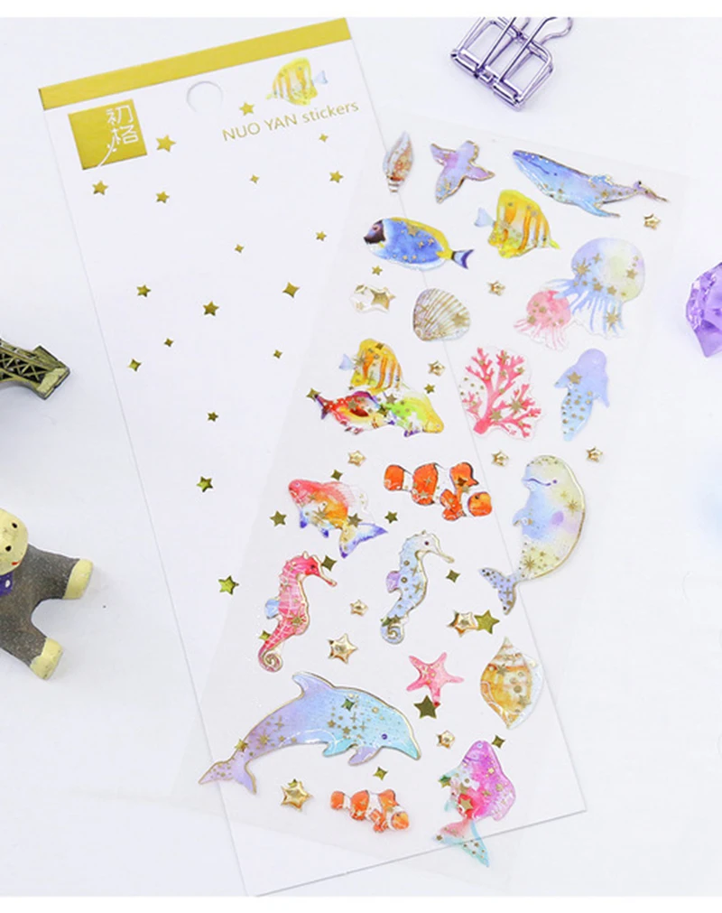 Животные наклейки лист 3D морской жизни Скрапбукинг дневник мобильный телефон Забавная девушка наклейка классические DIY игрушки для детей Подарки