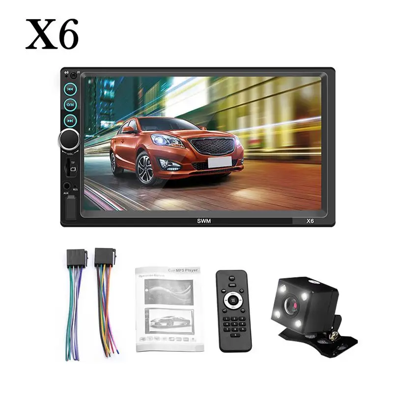 Автомобильный радиоприемник 7 дюймов 2 DIN MP5 плеер Bluetooth Сенсорный экран стерео аудио камера USB/TF/AUX IN поддерживает подключение Android IOS - Цвет: with camera