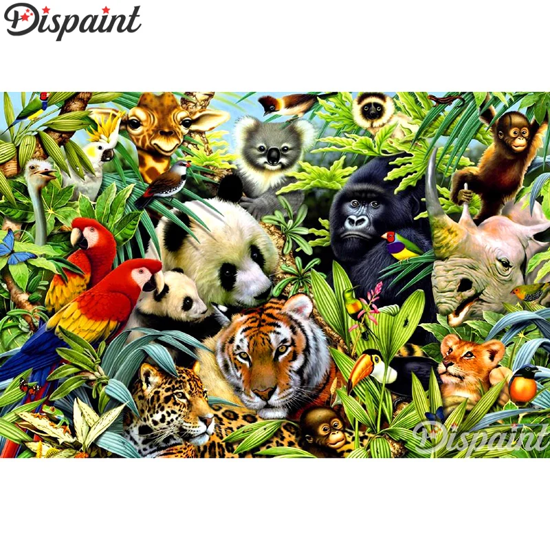 

Dispaint Full Square/Round Drill 5D DIY Diamond Painting "Animal tiger panda" 3D Embroidery Cross Stitch Home Decor Gift A10090
