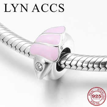 

Hot New 925 Sterling Silver Summer Pink Sweet tube shape fine Spacer beads Jewelry Making Fit Original Pandora Charms Bracelet