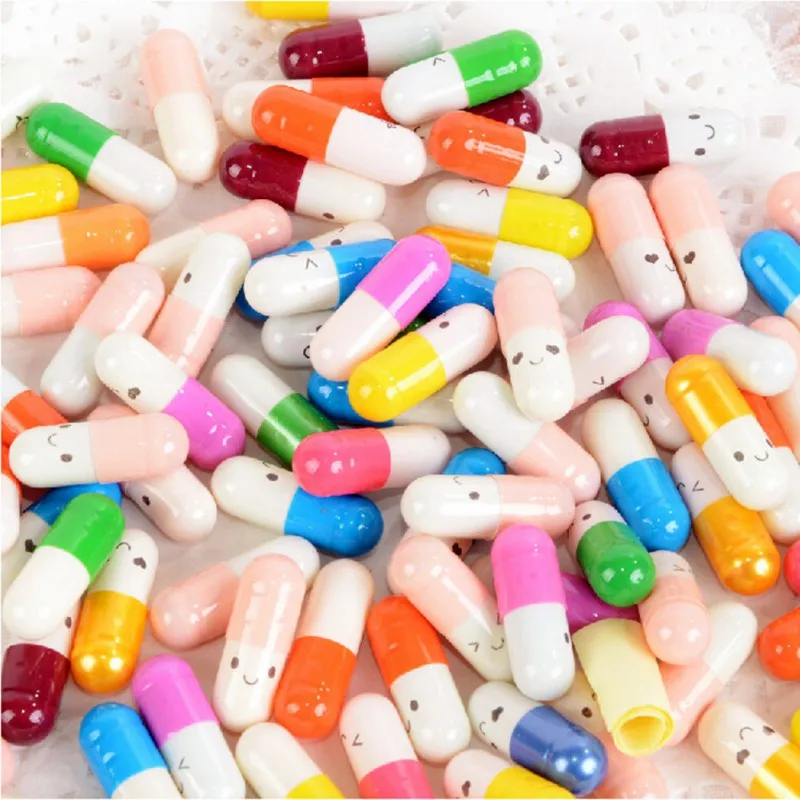 50Pcs Cute Expression Capsules Love Pills Put In Wishing Drift Bottle