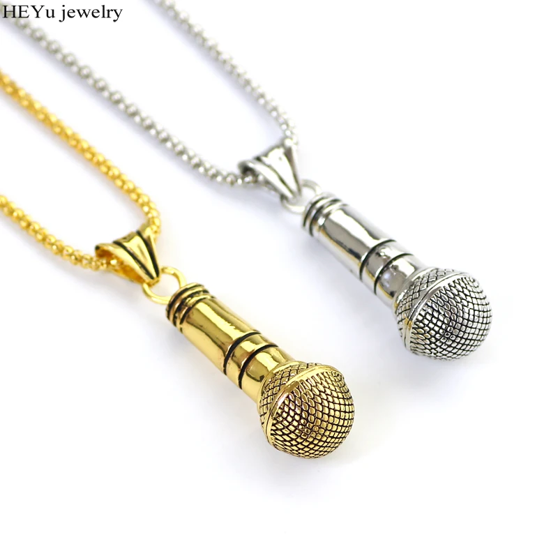 Hot Classics Hip Hop Microphone Necklace Sliver Gold Color Microphone