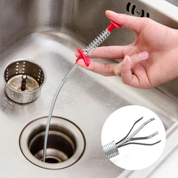 

OTHERHOUSE Kitchen Bathroom Sink Drain Cleaner with Clip Sewer Dredge Device Pipeline Hair Dirt Cleaner Toilet Removal Clog