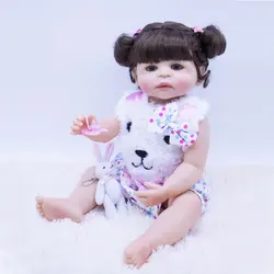 Гладкая виниловая чернокожая кукла для младенцев реалистичные коричневые глаза игрушки для принцессы для девочек 55 см силиконы bebes reborn