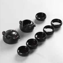 Керамика кунг-фу чайный сервиз печи уступает гладкие чашки полный набор чайник