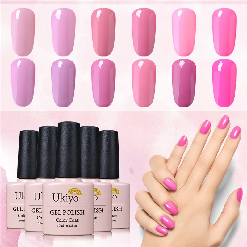 Ukiyo 10ML Lucky Base Top Semi Permanent Pink Color Series Ink Gel ...