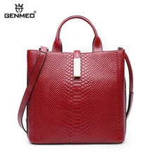 GENMEO Famous Designer Alligator Belly Grain Genuine Leather Shoulder Bag Cow Leather Handbag Shoulder Strap Tote Bag Bolsa GENMEO Famous Designer Alligator Belly Grain Genuine Leather Shoulder Bag Cow Leather Handbag Shoulder Strap Tote Bag Bolsa