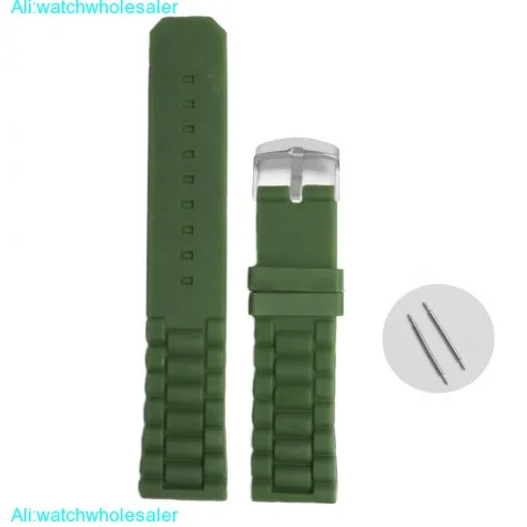 22mm Dark Green Silicone Jelly Rubber Unisex Watch Band Straps WB1052F22JB