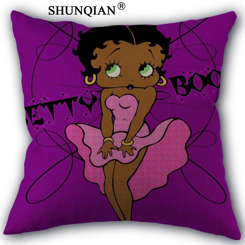 

Custom Betty Boop pillowcase Custom Cotton Linen Throw Pillow Cover Pillowcase Customize 45x45cm one side