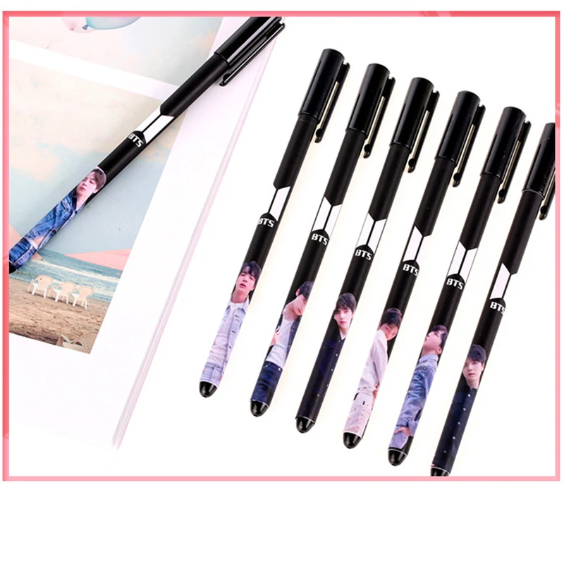 

36 pcs/lot B-T-S Bangtan Boys Gel Pen Cute Shooky Tata Chimmy Rj Cooky black ink Signature Pen School writing Supplies Gift