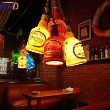 Nordic Style Vintage Multicolor Bottle Pendant Lamp LED Industrial Loft Antique Droplight Bar Restaurant Hemp Rope Hanging Lamp Nordic Style Vintage Multicolor Bottle Pendant Lamp LED Industrial Loft Antique Droplight Bar Restaurant Hemp Rope Hanging Lamp