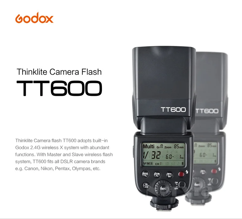 Godox TT600 2,4G HSS GN60 Master Slave камера вспышка для Canon Nikon Pentax Olympus Fujifilm samsung Lumix Panasonic камера