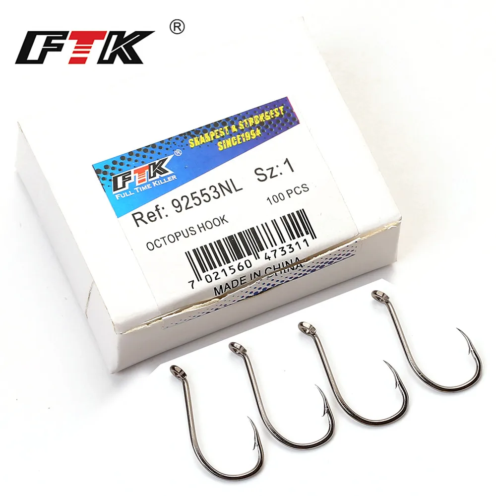 

FTK Fish Hook Octpus Fishhooks 3/0#-1/0# With 50Pcs 1#-5# With 100Pc Hooks From Norway For Jigging Carp Anzol Fishhook Fishing T
