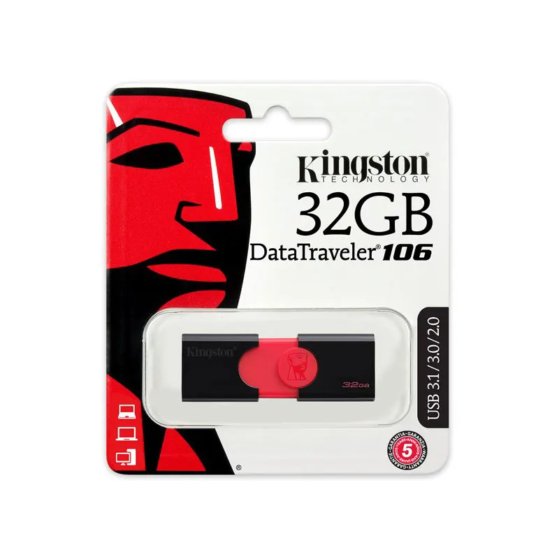 [Плаза] kingston technology DataTraveler 106 32 GB pendrive 3 0 (3 1 Gen 1) разъем usb type A Slide черный красный|USB