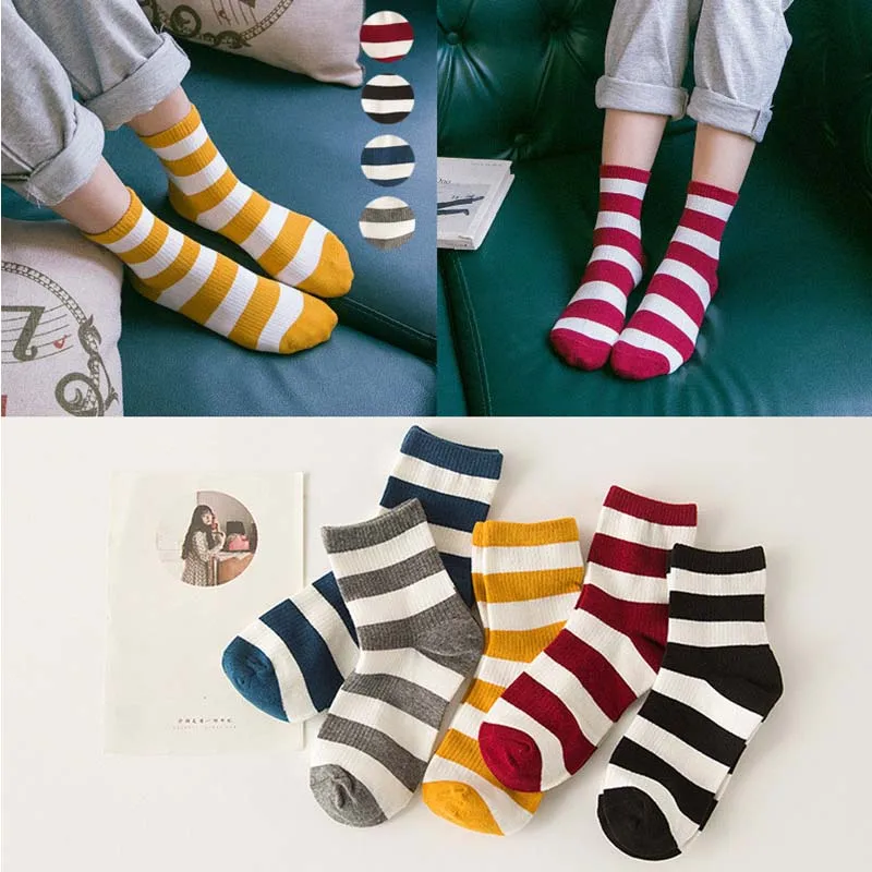 

New ladies' tube socks, cotton thick stripe, striped socks, Japanese Harajuku style socks