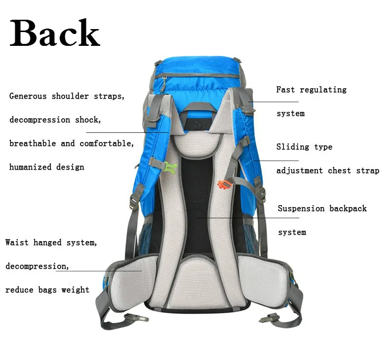 Открытый профессиональный рюкзак для мужчин и женщин, сумка для альпинизма, походная, походная, водонепроницаемая, профессиональная нейлоновая сумка 60л
