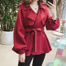 Женские винтажные куртки весна осень пояс Новая мода талия винно-красная свободная Офисная Рабочая женская элегантная верхняя одежда женская
