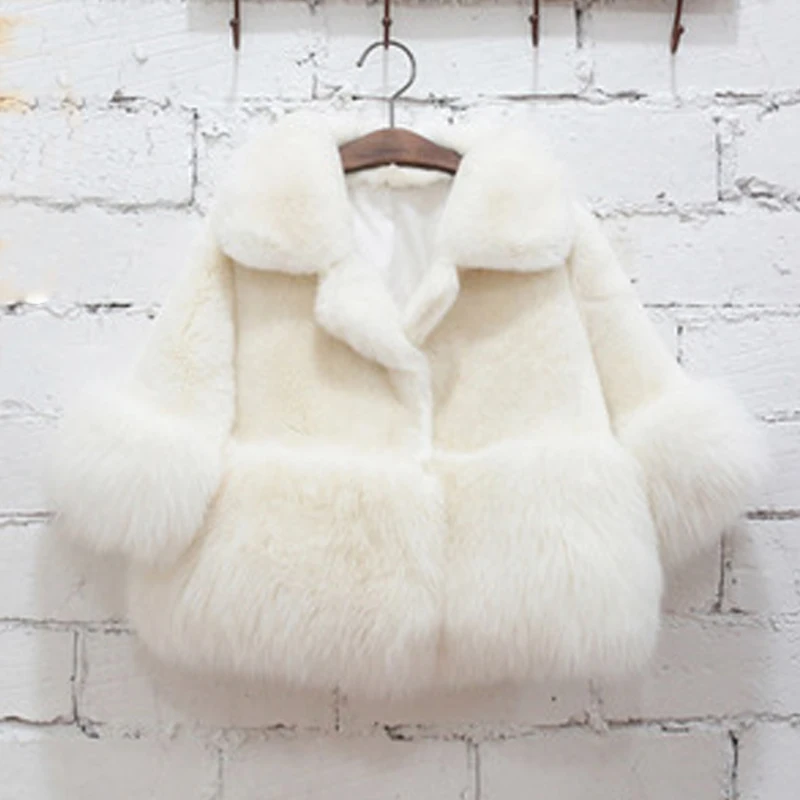

promotion solid fashion worsted 2017 winter new children clothing baby coat girls thick wool faux fur parka elegant Outwear
