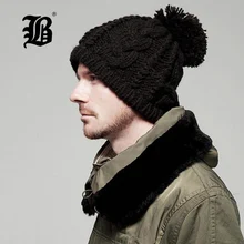 [FLB] зимняя шапка для мужчин и женщин, модные однотонные теплые шапки, вязаные шапочки, брендовая плотная женская шапка, Шапка-бини, FK6002