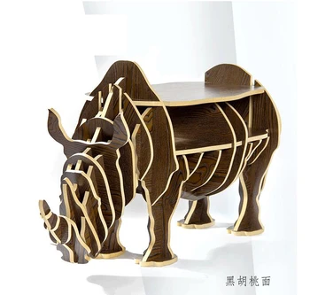 

Assemble Wooden Rhinoceros Table Bookshelf Cabinet House Furniture table basse coffee table muebles Rhino statue tables