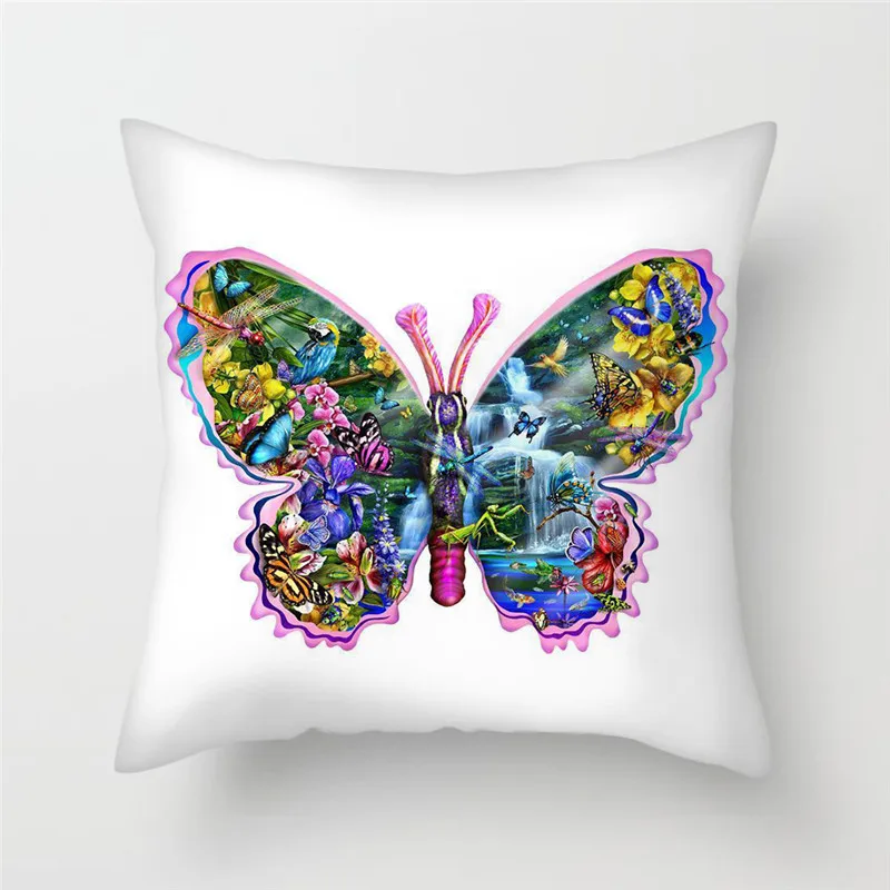 Fuwatacchi Multi Color Butterfly Cushion Cover Cute Soft Throw Pillow Cover Decorative Sofa Pillow Case Pillowcase