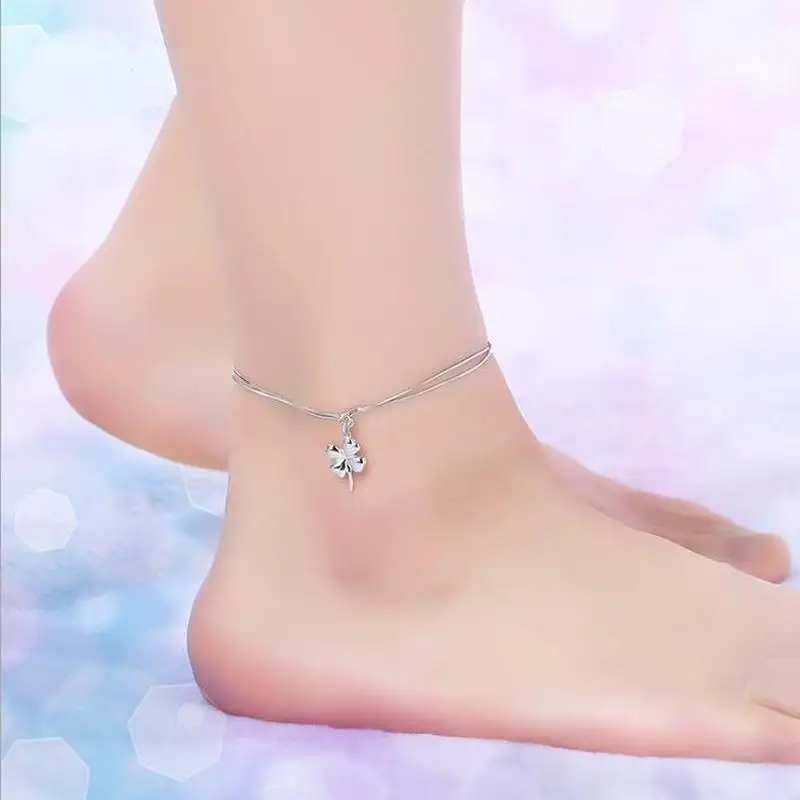 

Everoyal Trendy Star Square Anklets Jewelry For Women Fashion 925 Sterling Silver Bracelets Girl Lady Valentine's Day Gift Women