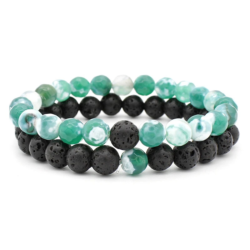 8mm Lava Natural Stone  Agate Tigereye Beads Bracelet Homme Mala Yoga Bracelet Couple Pulseira BFF_03