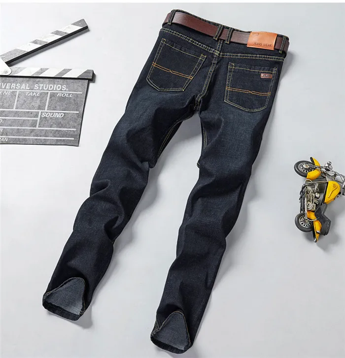 Джинсы Для мужчин летняя Strech Бизнес Повседневное Классический прямой крой Джинсы цвет синий, черный; большие размеры джинсовые штаны брюки классические ковбои, G815
