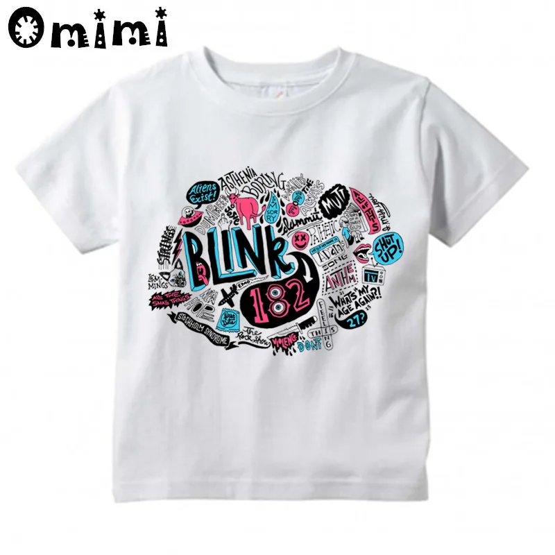 Boys/Girls Blink 182 Rock Band Smiley Face Design T Shirt Kids Great Casual Short Sleeve Tops Children's Funny T-Shirt - Цвет: oHKP501B