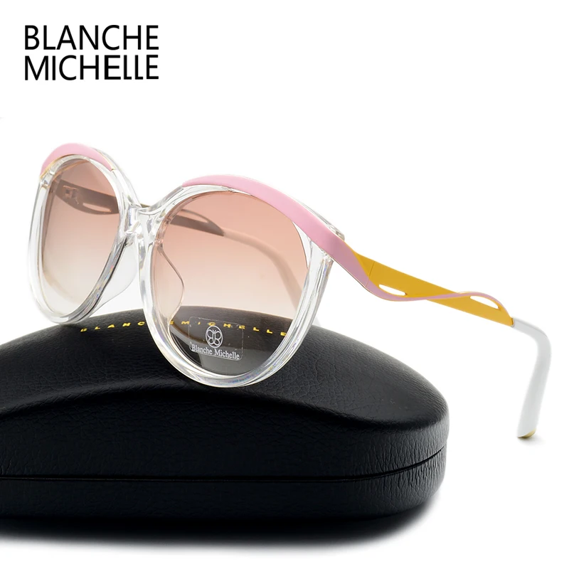 Поляризационные солнцезащитные очки Blanche Michel Cat eye, женские солнцезащитные очки в розовой оправе, брендовые дизайнерские женские очки с коробкой