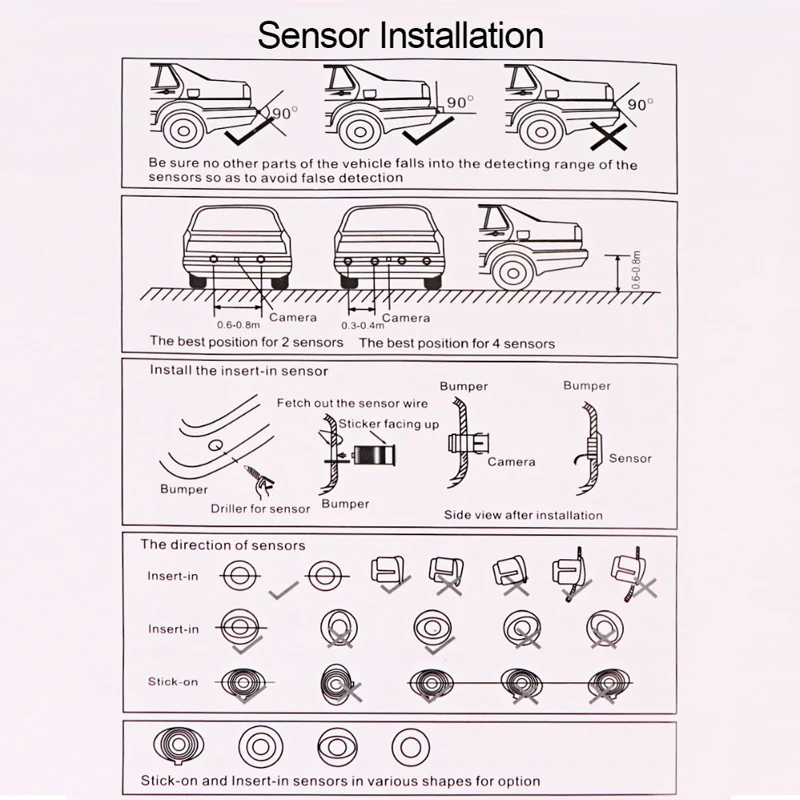 Display com interruptor, Reverse Backup Radar, Monitor Detector System, 4 Sensores