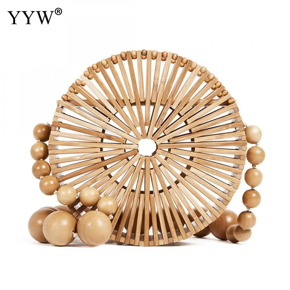 

HOT SUMMER! Handmade Hollow Bamboo Beach Bag Round Shoulder Bags Women Wooden Crossbody Bags Summer Sea Travel Vocation