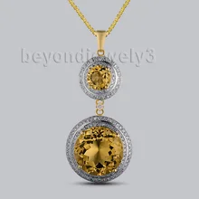 Новинка! 14Kt желтого золота 10.38ct натуральный цитрин фантастические Свадебные Кулон WP048